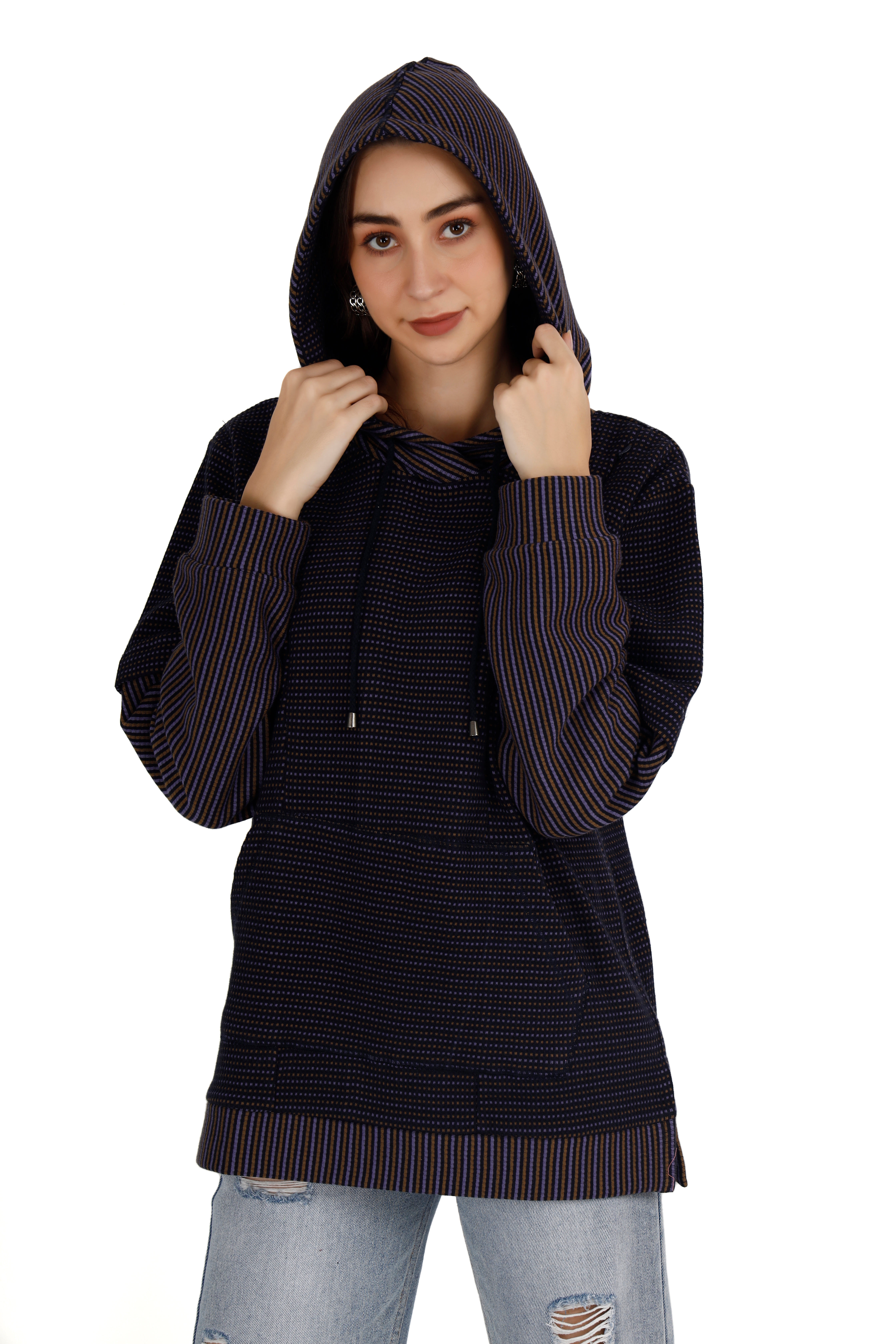 Women's Multicolored Stripe Hoodie thumbnail 2